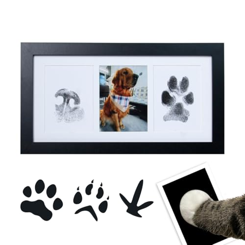 MZQSIY Dog Paw Print Kit Ink Paw Print Kit with Photo Frames Pet Paw Print for Dogs & Cats Pawprint Family Keepsake Kit Wall Hanging & Stand