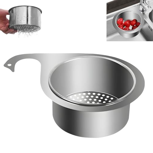 AWAVM Svanformad filterkorg i rostfritt stål för diskbänk, rostfritt stål siktkorg för Swan diskbänk, multifunktionell grönsaks- och frukttvätt avloppskorg