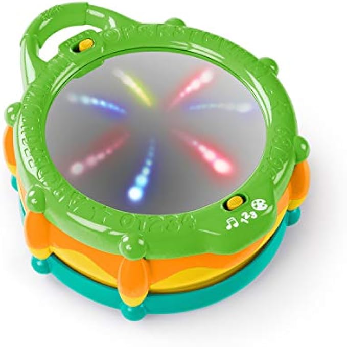 Bright Starts Light & Learn Drum with Melodies, Ages 3 Months + , 8.85x3.5x6.5 Inch (Pack of 1) , Green