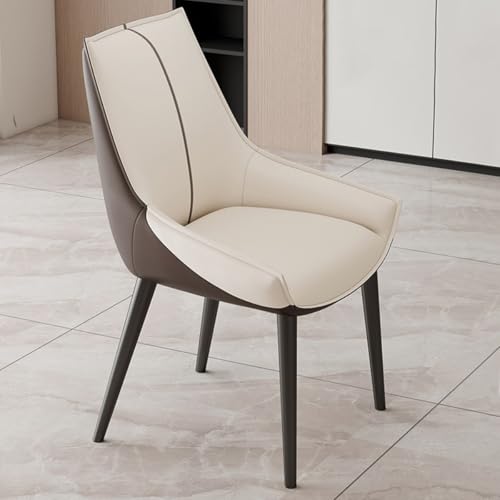 Modern Bei - Sillas de comedor de cuero con cojines gruesos de metal, reposabrazos acolchados, patas ajustables, perfecto para cocina y sala de descanso (juego de 1)