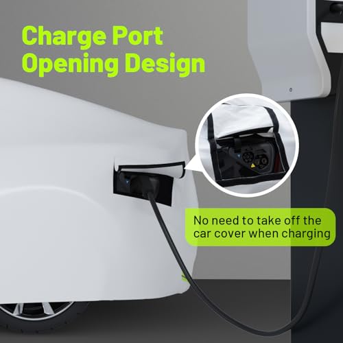 Image of Favoto Car Cover for Tesla Model 3 - Custom Fit Vehicle Cover 6 Layers Waterproof Outdoor All Weather Snow Rain Sun Protection with Charging Port Ventilated Mesh Door Zipper