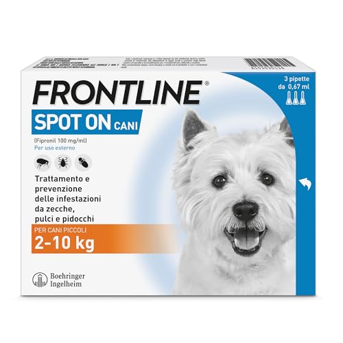 FRONTLINE Spot On Cani Taglia S, 2-10 Kg; tRATTAMENTO OTTIMALE: elimina in modo rapido e duraturo pulci, zecche e pidocchi nei cani; combatte l'infestazione in atto e protegge da infestazioni