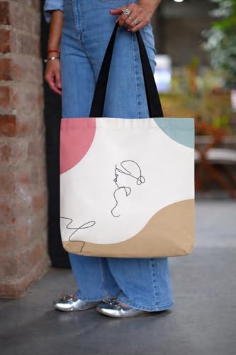 Image of Minimalist Cotton Canvas Tote Bag with Zipper and Inner Pocket | Eco-Friendly Reusable Bag for Shopping, Travel, Work & Everyday Use