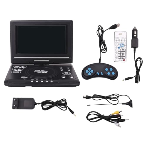 Xnuiasqe Reproductor de DVD PortáTil de Coche DoméStico de 9,8 Pulgadas Reproductor de TV VCD CD Juego Adaptador de Radio USB Compatible con RecepcióN de Radio FM-Enchufe de la EU
