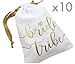 10pc Bride Tribe Drawstring Bags w/Satin Ribbon, 7x5” - Cotton Pouch for Bridesmaids, Bachelorette, Bridal Party, Bridal Shower, Wedding Favor, Survival Kit, Hangover Kit (10pc Pack, White & Gold)