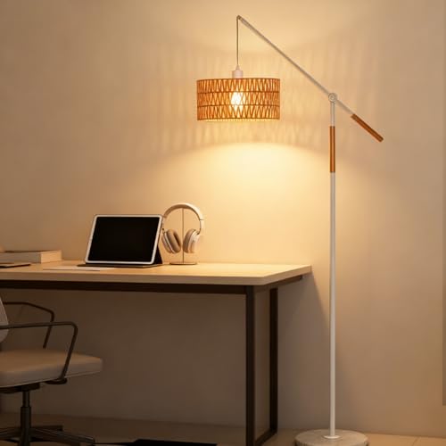 Pantalla tejida a mano en lámpara de pie de arco para iluminación decorativa 4