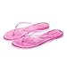 OMGard Flip Flops for Women Jelly Sandals Thong Flats Jellies Shoes Glitter Clear Slipper Summer Beach Pool Slides Size 7 Pink Slip On Quick Drying Soft