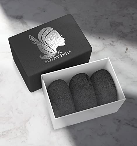 The Beauty Shelf Konjac Sponge (3 Pack) Activated Bamboo Charcoal. Facial Cleansing & Exfoliating Beauty Sponges - Image 5