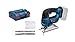 Price comparison product image Bosch Professional 18V System Cordless Jigsaw GST 18 V-LI B (bar version, cutting depth in wood/alum./metal: 120/20/8 mm, 3 jigsaw blades, anti-splinter guard, without battery/charger, L-BOXX)