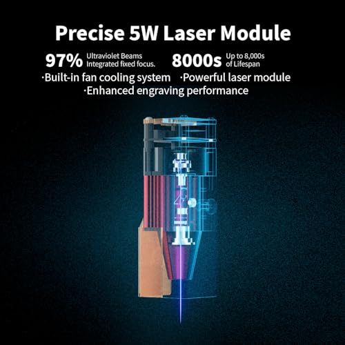Aufero 2 gravadores a laser, gravador a laser de diodo de foco longo de 5 W, cortador e gravador de