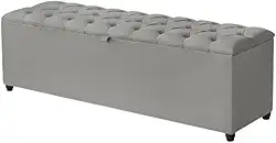 Báu Estofado alongado tamanho King em Suede Cinza elegante e resistente 50x185x42