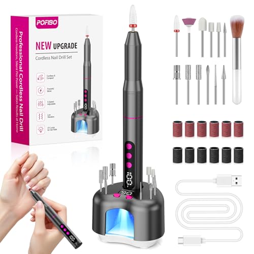 Perceuse à ongles sans fil POFIBO rechargeable 35000 tr min avec lampe