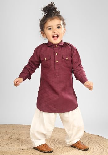Image of POLKA TOTS Boys Cotton Pathani Set | Premium Pathani Kurta & Pyjama Set for Boys | Kurta Pajama for Kids Boy | Pathani Suit for Kids, Baby Boys & Toddlers | Ethnic Wear for Boy