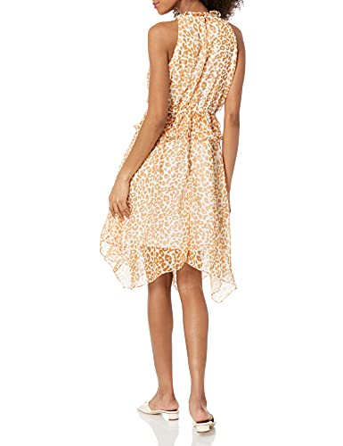 Sam Edelman Women's Sleeveless Patterned Halter Hankerchief Dress, Yellow Multi, 2 #TOP1