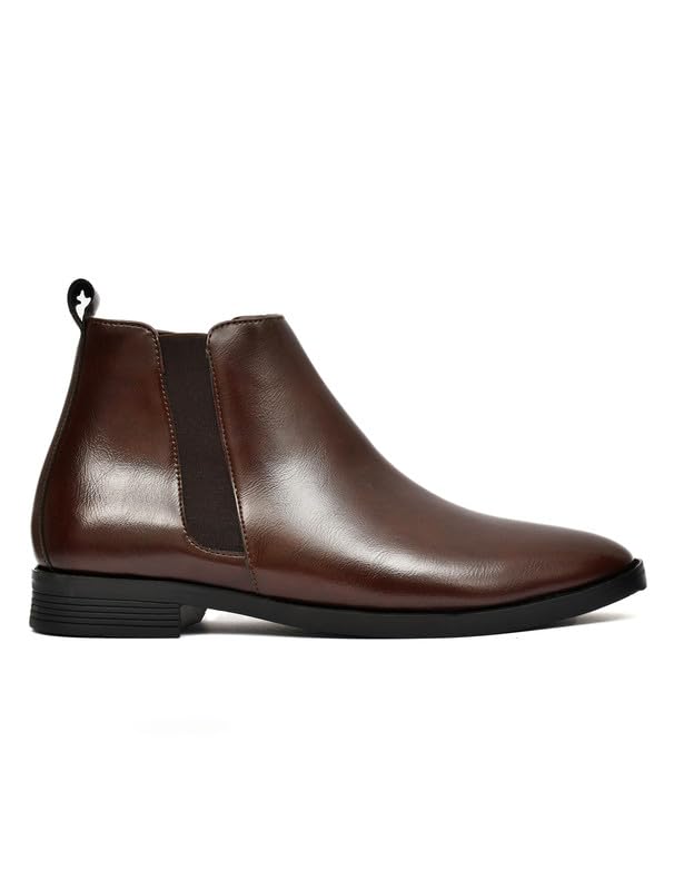 Image of TANN & TRAIL Men Premium Vegan Leather Chelsea Boots Elegant Pointed Toe, Side Zipper, Cushioned Comfort, Sustainable Formal & Semi-Formal Footwear