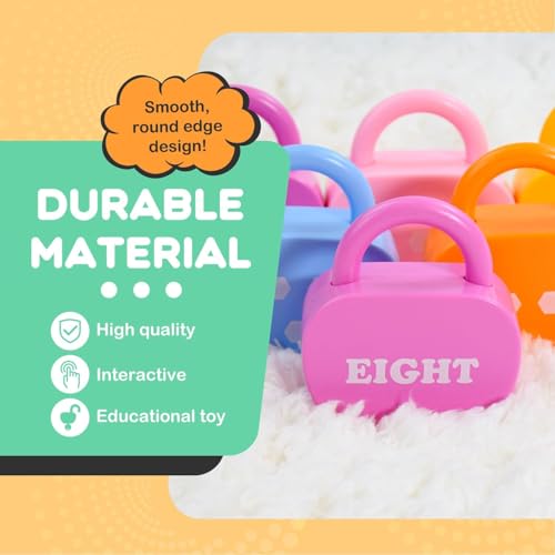 Image of GEERAY Montessori Lock and Key Toys, 10 Apple Locks with Keys & 20 Cards, Numbers Matching & Counting Cause and Effect Toy, Fine Motor Skills Educational Preschool Gifts for Toddlers 3-5 Boys Girls