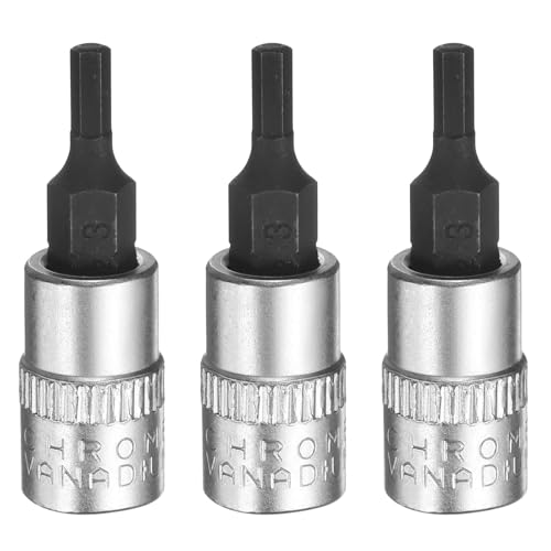 QUARKZMAN 3 Piezas H3 Hex Bit Socket 1/4' Square Drive Métrica Extensión Impact Bit Power Nut Driver Set S2 Y CR-V Steel Socket Ratchet Wrench Bits, Plata Negro