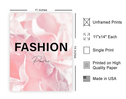 Image of Poster Master Pink Floral Print - Fashion Poster - Paris Designer Art - Modern Wall Design - Chic Gift for Women & Fashionista - Glam Decor for Bedroom or Girl's Room - 11x14 UNFRAMED Wall Art
