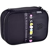 Rebecca Bonbon Estojo Escolar, 36 Canetas, com Divisórias e Elásticos Internos, Fecho em Zíper, Material Resistente (Preto)