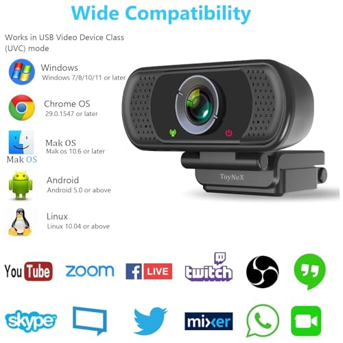 Image of Full HD 1080P Webcam with Microphone, Pro Streaming Computer Camera, Widescreen USB Web Camera for Desktop PC Laptop.(Black)