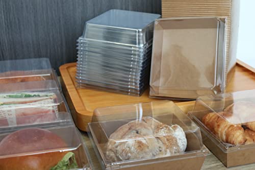 Cupcake Boxes 50 Count Food Containers With Anti-Fog Lids Square Bakery Waxed Box To Go Lunch Container For Gift Giving Pastry Boxes With Window Cookie Cake Sandwich Clear Containers Strawberry Macaron Boxes Take Out Containers Disposable Sturdy Treat Box Paper Charcuterie Boxes With Clear Secure Lids, Square Disposable Food Containers Bakery Boxes #TOP1