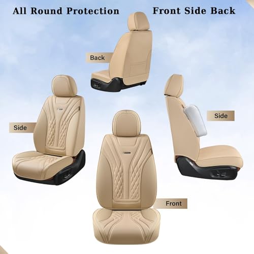 Image of Coverado Car Seat Covers, Car Seat Covers Front Seats, 2-Pack Front Seat Cover, Nappa Leather Waterproof Seat Covers, Car Seat Protectors, Automotive Seat Covers Universal Fit for Most Vehicles