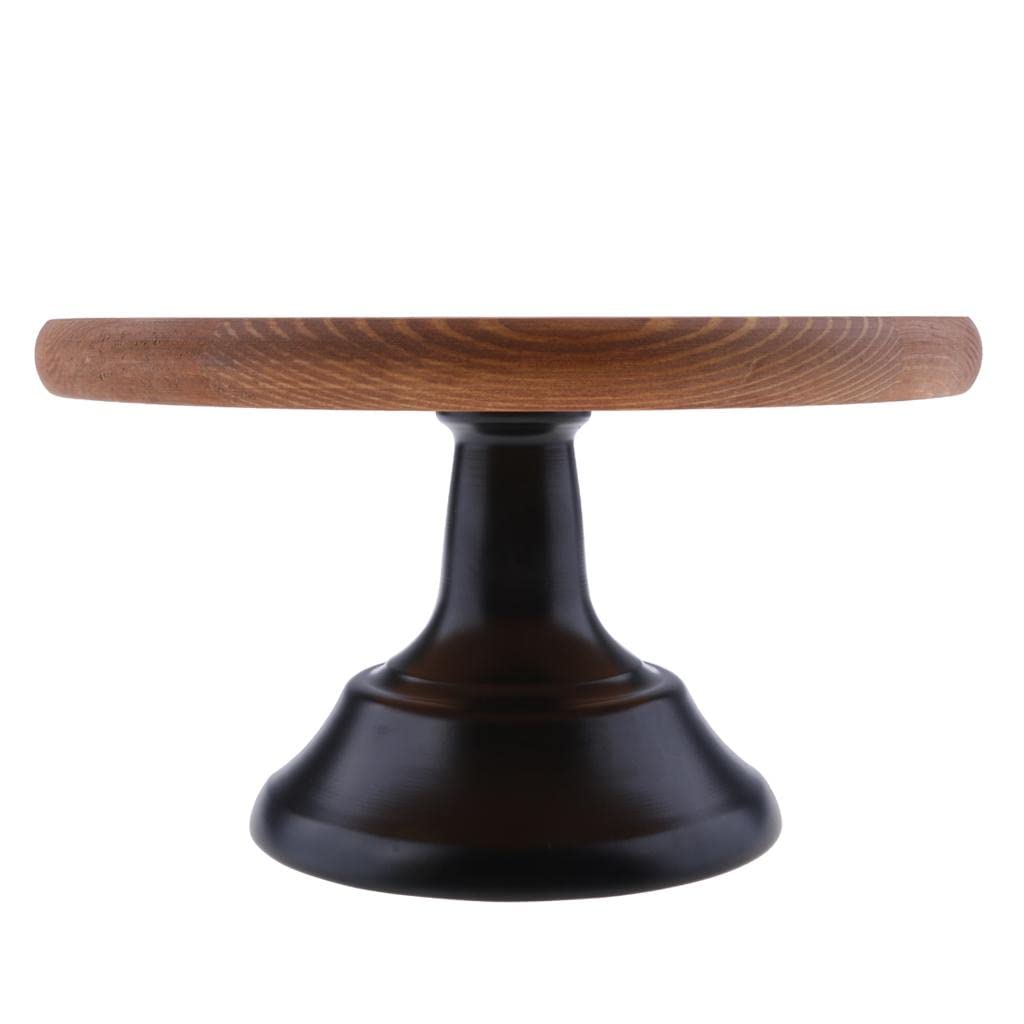 Wysokiej jakości drewniany stojak na ciasto, metalowa podstawa, 10/30 cm, uchwyt na babeczki weselne, rustykalny stojak na ciasto z żelaza i drewna, na imprezy, wesela i do domu, brązowy, 25 cm