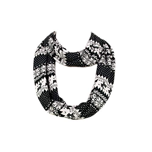 Premium Snowflake & Reindeer Fair Isle Design Infinity Loop Scarf -Diff Colors