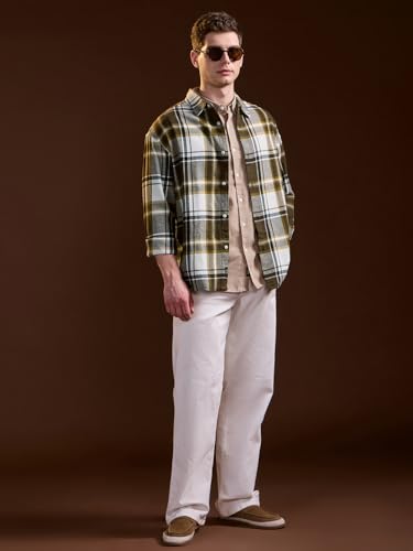 Image of THE BEAR HOUSE Men's Multi-Color Cotton Checked Flannel Overshirt