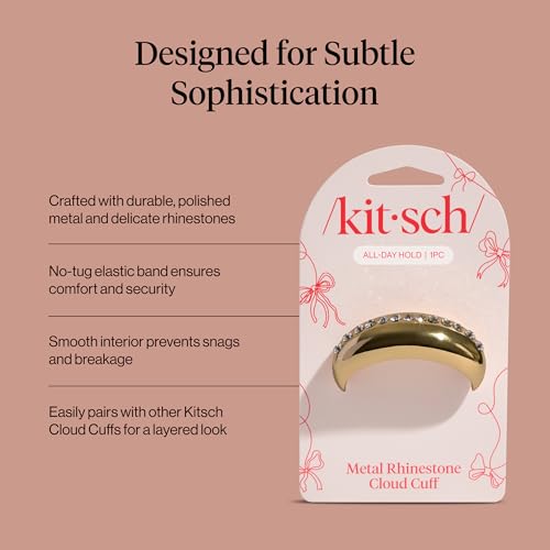 Kitsch Rhinestone Gold Hair Cuff – Decorative Hair Ties For Women, 1pc - image 4