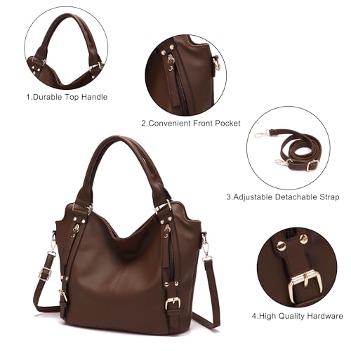 Soperwillton Purses for Women Large Shoulder Handbag Tote PU Leather Hobo Crossbody Bag Ladies Wallet Set 4pcs