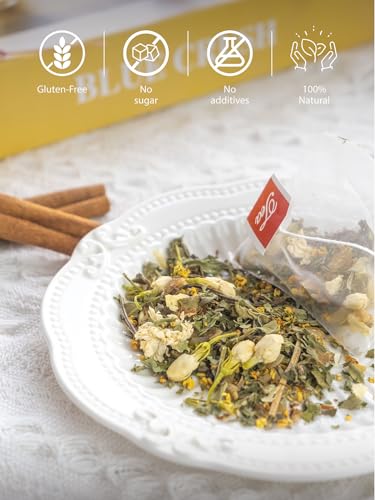 Image of TeeLux Mint Jasmine Herbal Tea Bags, Caffeine Free, 30 Count | Refreshing Mint Blend with Jasmine, Lily, Osmanthus & Chrysanthemum, Sugar Free, Gluten Free, Hot or Iced
