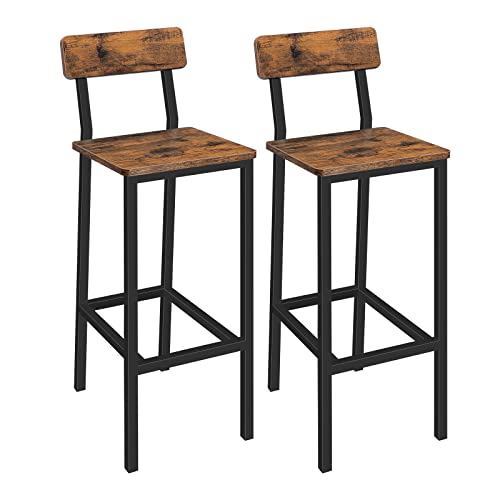 Mahancris Bar Chairs, Set Of 2 Bar Stools With Backrest, Kitchen Bar Stools With Footrest, Tall Counter Bar Stools, Easy Assembly, For Dining Room, Bar, Rustic Brown And Black Bahr03101 #TOP25