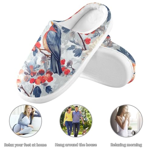 JUNZAN Flowers Dahlia Cherry Blossom Birds Mens Home Cotton Slipper Non Slip Memory Foam Foam Slippers for Travel Funny Presents 6-73