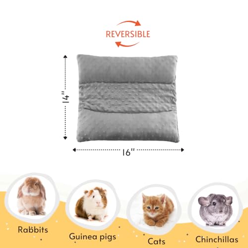 Tierecare Cama de coelho com travesseiros, 40,6 x 35,5 cm - Tapete de pelúcia espesso lavável, gaiol