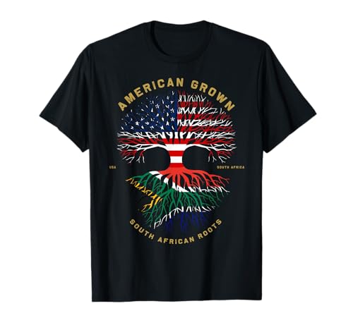 American Grown With South African Roots Tree USA Flag Gifts T-Shirt