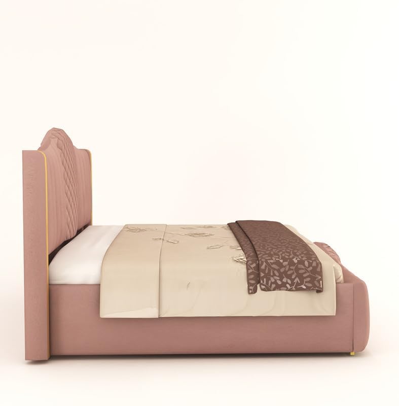 Image of Aesthetic crafts Hydraulic Bed Queen Size with Storage, Sheesham Wood Upholstered Wooden Double Bed, Queen Size Bed with Hydraulic Storage, Modern Platform Cot for Bedroom & Hotels, 6.5 x 5 Ft, Onion