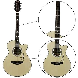 JTRHD Guitare Acoustique Guitare Folk Sculpté Folk Cutout Spruce Guitare for débutants pour Adultes et Enfants (Couleur : Natural, Size : 40 inches) - Les Beatles, Paul McCartney, John Lennon, RIngo Starr, George Harrison JTRHD Guitare Acoustique Guitare Folk Sculpté Folk Cutout Spruce Guitare for débutants pour Adultes et Enfants (Couleur : Natural, Size : 40 inches) – Image 3