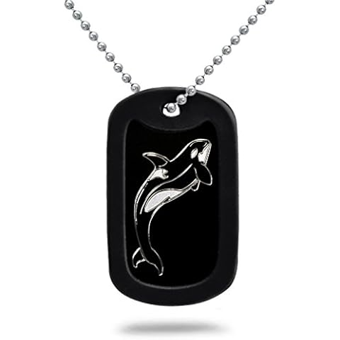 Kriskate & Co Orca Killer Whale Aluminum Dog Tag Necklace Made in USA 24 Inches Cover