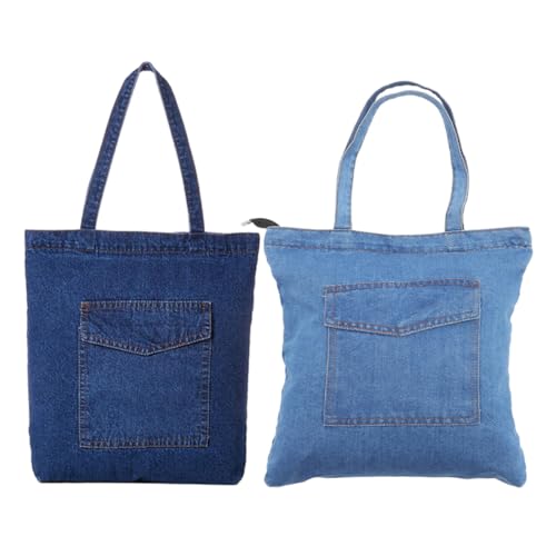 Sac cabas denim pour femmes grand sac à main bleu vintage à bandoulière souple