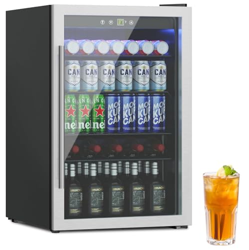 Erivess Beverage Refrigerator, 4.5 Cu/145 Can Fridge for Soda Beer or Wine with Adjustable Shelve...