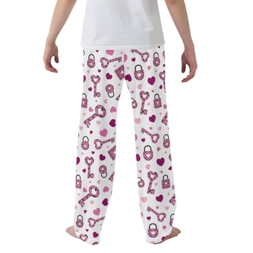 CaTaKu Boys Locks Keys Buffalo Plaid Pants for Boys Girls Wide Leg Sweatpants Kids Long Bottoms with Pockets Size 6-14Y2