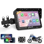 Carpuride W502PRO per CarPlay per Moto e Android Auto e Doppio Bluetooth - Navigazione GPS Impermeabile da 5 pollici per Moto, Condivisione di Musica, Interfono, EQ, Sensore di Luce, Bussola, Barometr