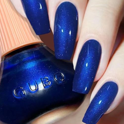 Blue Nail Polish - Dark Blue Nail Polish - Air Dry Fast Dry Chrome Nail Varnish - Pearlescent Shimmer Nail Varnish - High Glossy Long Lasting Royal Blue Nail Paint For Women Nail Art DIY