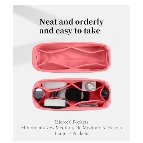Image of Purse Organizer Insert for Lady Dior New Medium Bags, Satin Luxury Bag Insert, Lightweight & Portable Purse Shaper with Pockets, Ideal for Travel, Shopping, and Daily Use(Rose Lipstick, Lady New M)