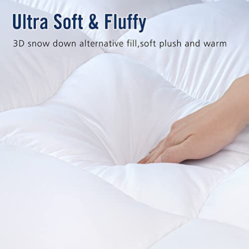 Himoon Ck Size Mattress Pad Topper - Extra Thick Mattress Protector Pillow Top With 21" Deep Pocket For 8-24 Inches Mattress, Snow Down Alternative Fill For 72 * 84 Inch Size Bed. #TOP1