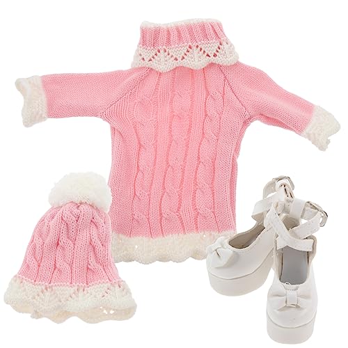 ERINGOGO Conjunto De Suéter y Sombrero para Muñecas De Ropa De Muñeca Reemplazable y Decorativa para Otoño Invierno Vestido De Suéter De Muñeca con Accesorios