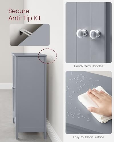 Image of VASAGLE Bathroom Floor Storage Cabinet,2 Adjustable Shelves,Dove Gray