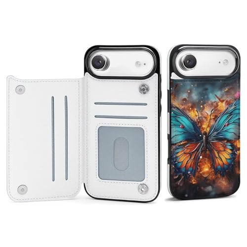 Coque iPhone 17 antichoc fine avec porte-cartes intégré papillon