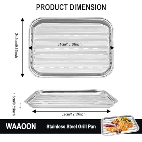 HALNYHYFD Grill Topper Pans for Gas Stove Top, 13"x9"Stainless Steel Grill Tray for Outdoor Grill, BBQ Grill Accessories for Barbecue Grills Outdoor Cooking, Prevents Food from Falling into Grill Rack - Thumbnail 4